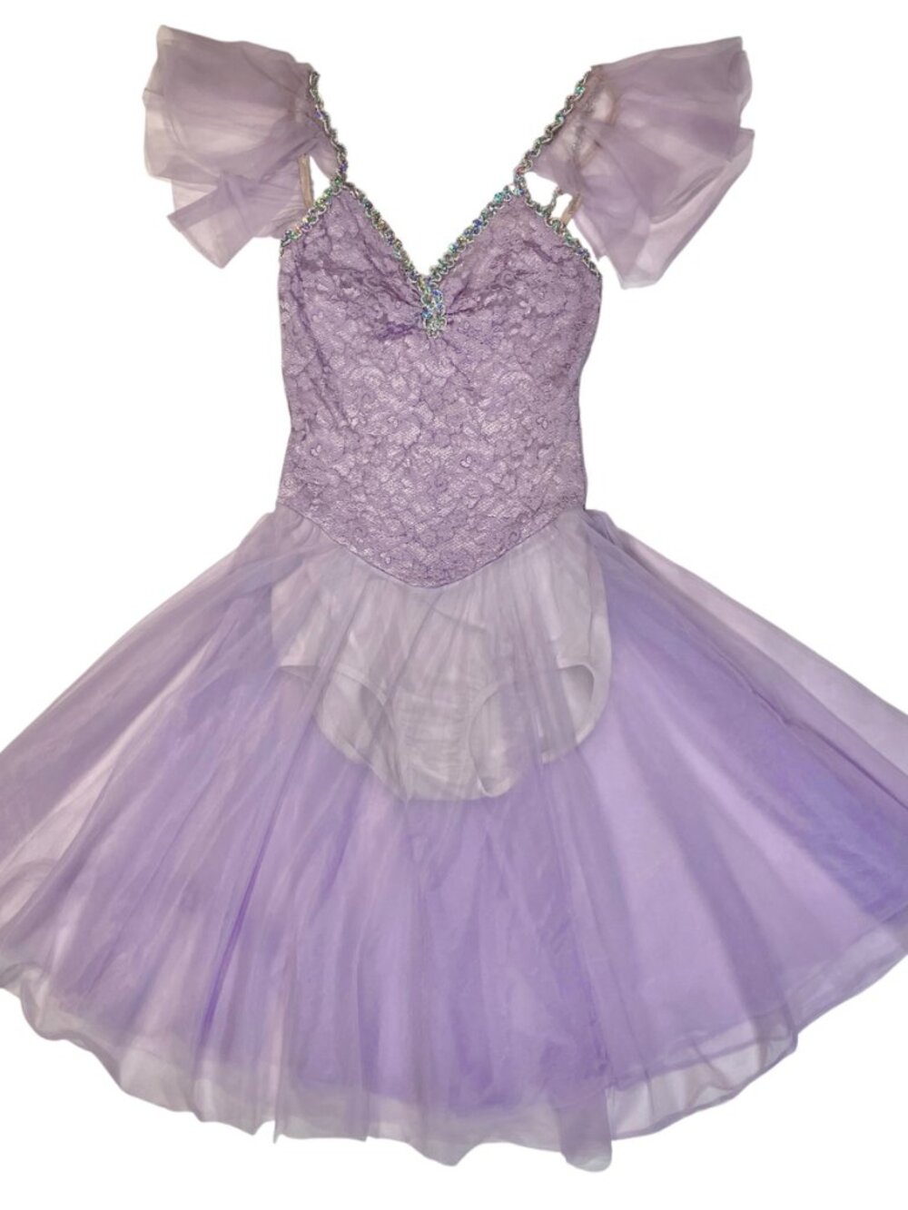 Vtg Ballet Dance Costume Leotard Bodysuit Sequin Lace Tutu Festival Rave Fairy